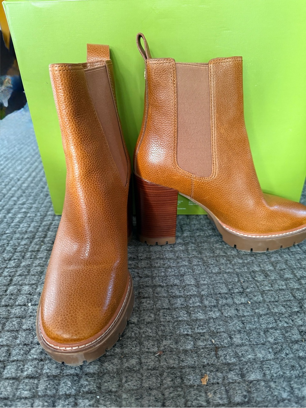 Tory Burch Chestnut Tan Leather Chelsea Block Heel Boots - Picture 7 of 12